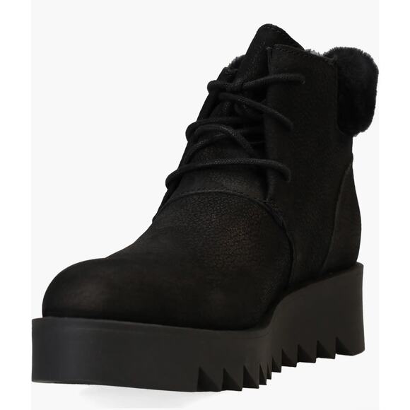 Eileen Fisher Women's Kenille Genuine Shearling Trim Wedge Bootie in Black. 8.5 - Picture 1 of 10